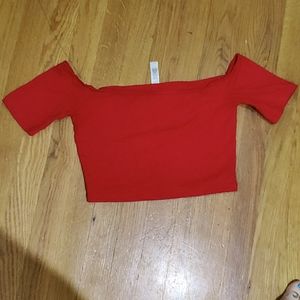Medium red off the shoulder crop top American apparel